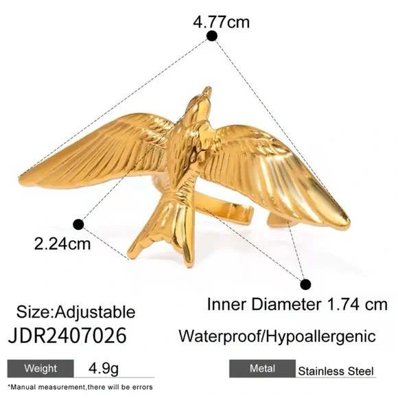 Stainless Steel 18k Gold Plated Vintage Stereoscopic Bird Earrings for Women - Picture 3 of 7